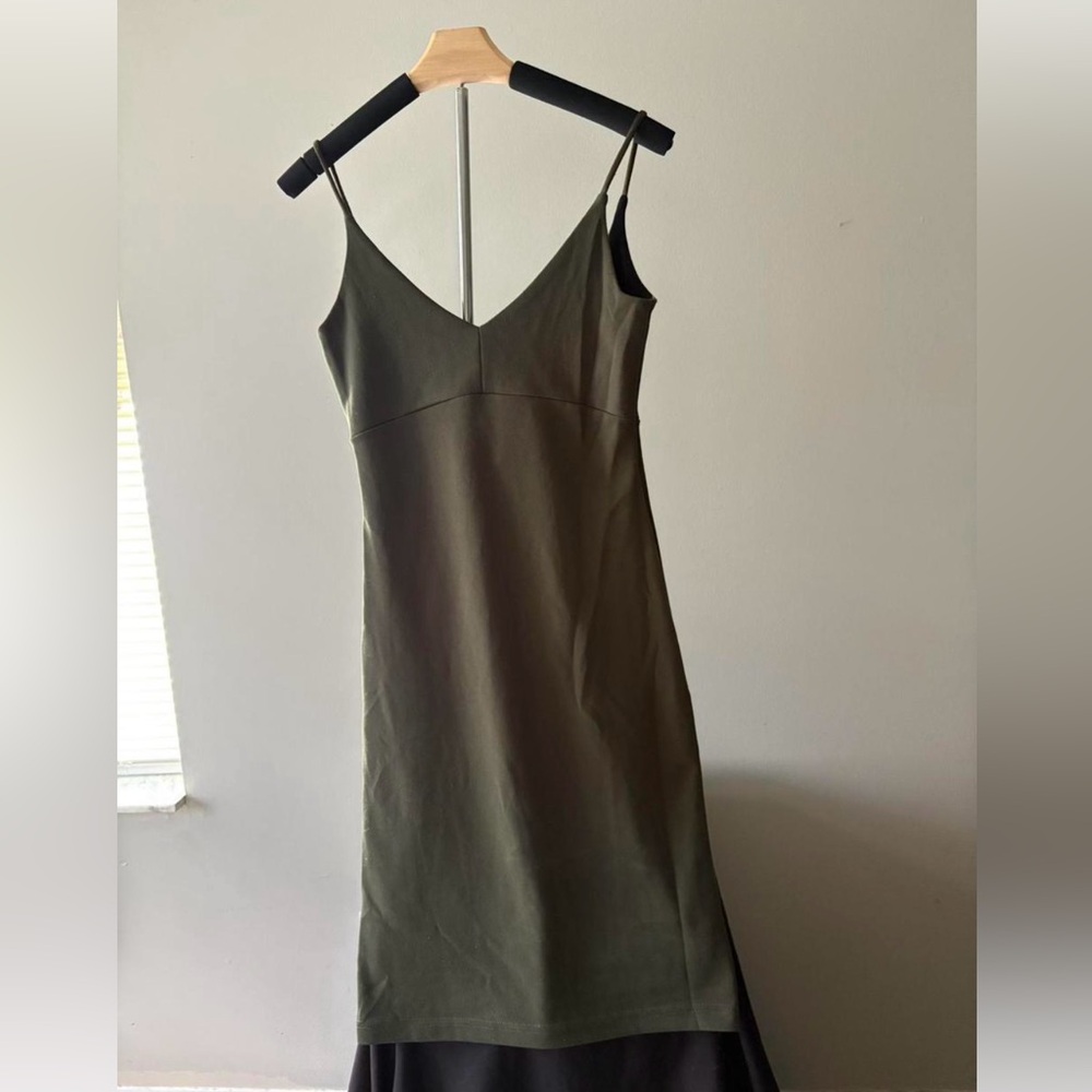 Vintage Olive Green Spaghetti Strap Dress